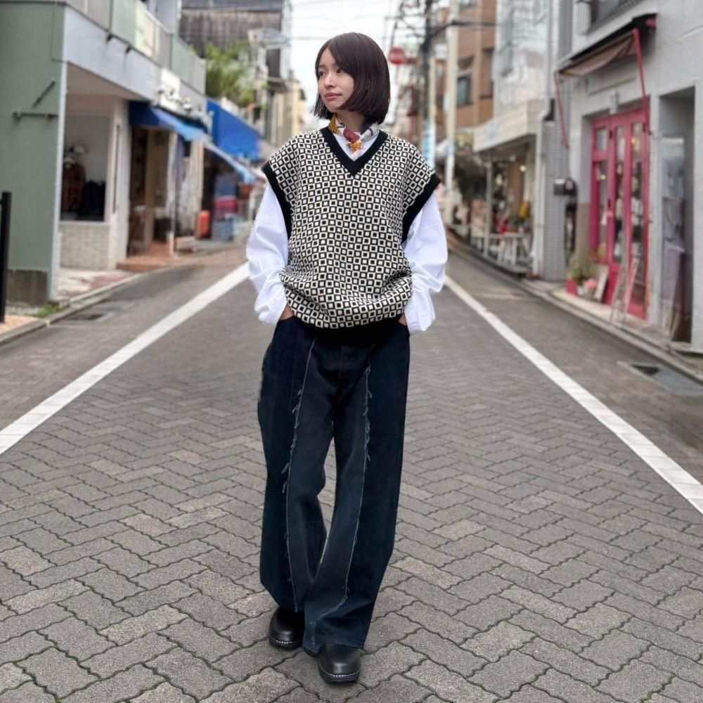 Needles（ニードルズ）〉 Shetland knit Vest - Charcoal TOKYO Online