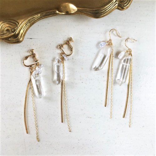 Crystal chain pierce/earring