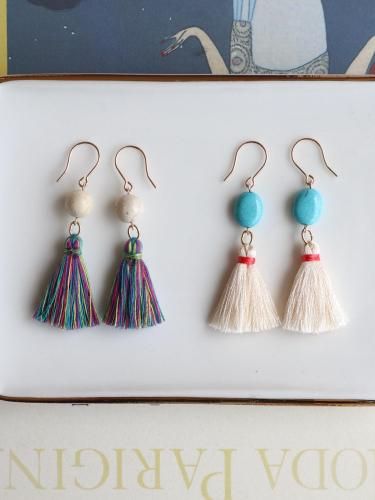 Tassel stone pierce/earring