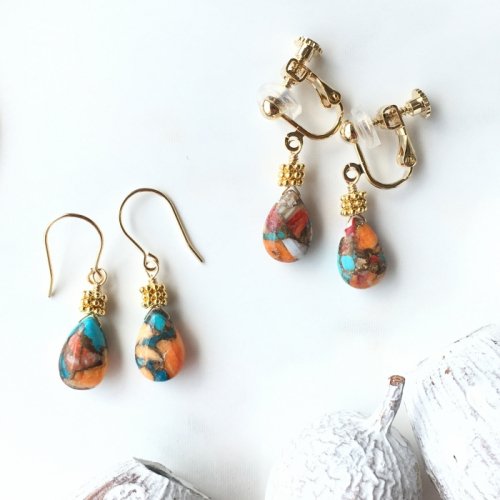 Oyster Copper Turquoise short pierce/earring