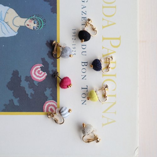 Button pierce/earring(+Beads)