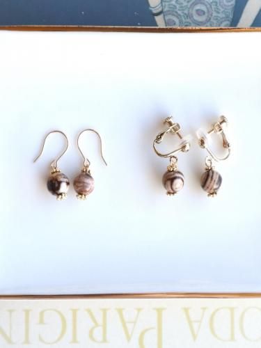 Cappuccino jasper pierce/earring