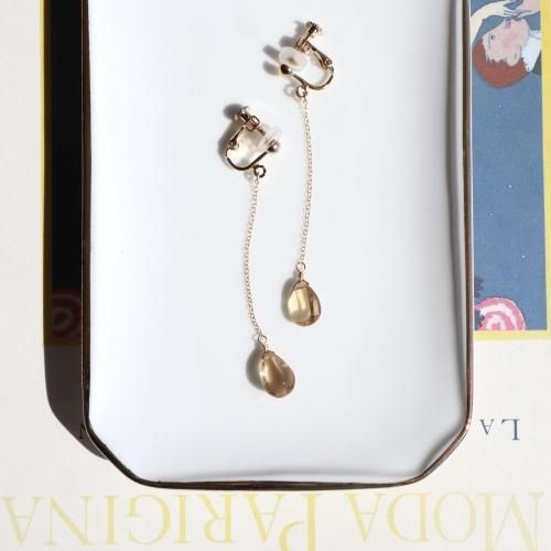 Champagne color quartz long earring