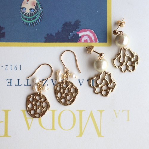 Brass motif pierce/earring