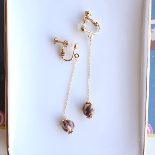 Cappuccino Jasper long earring