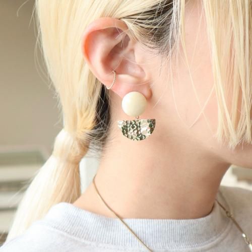 Geometric halfround Pierce/Earring