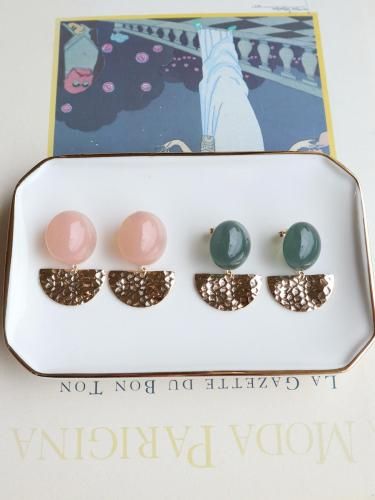 Geometric halfround Pierce/Earring