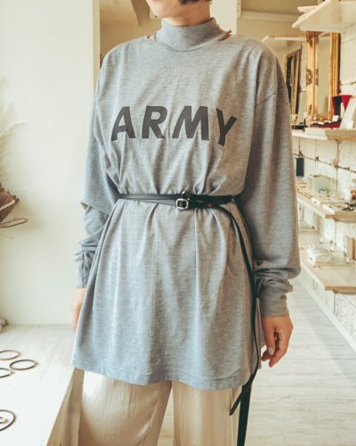 ARMY neck cuttoff long tee