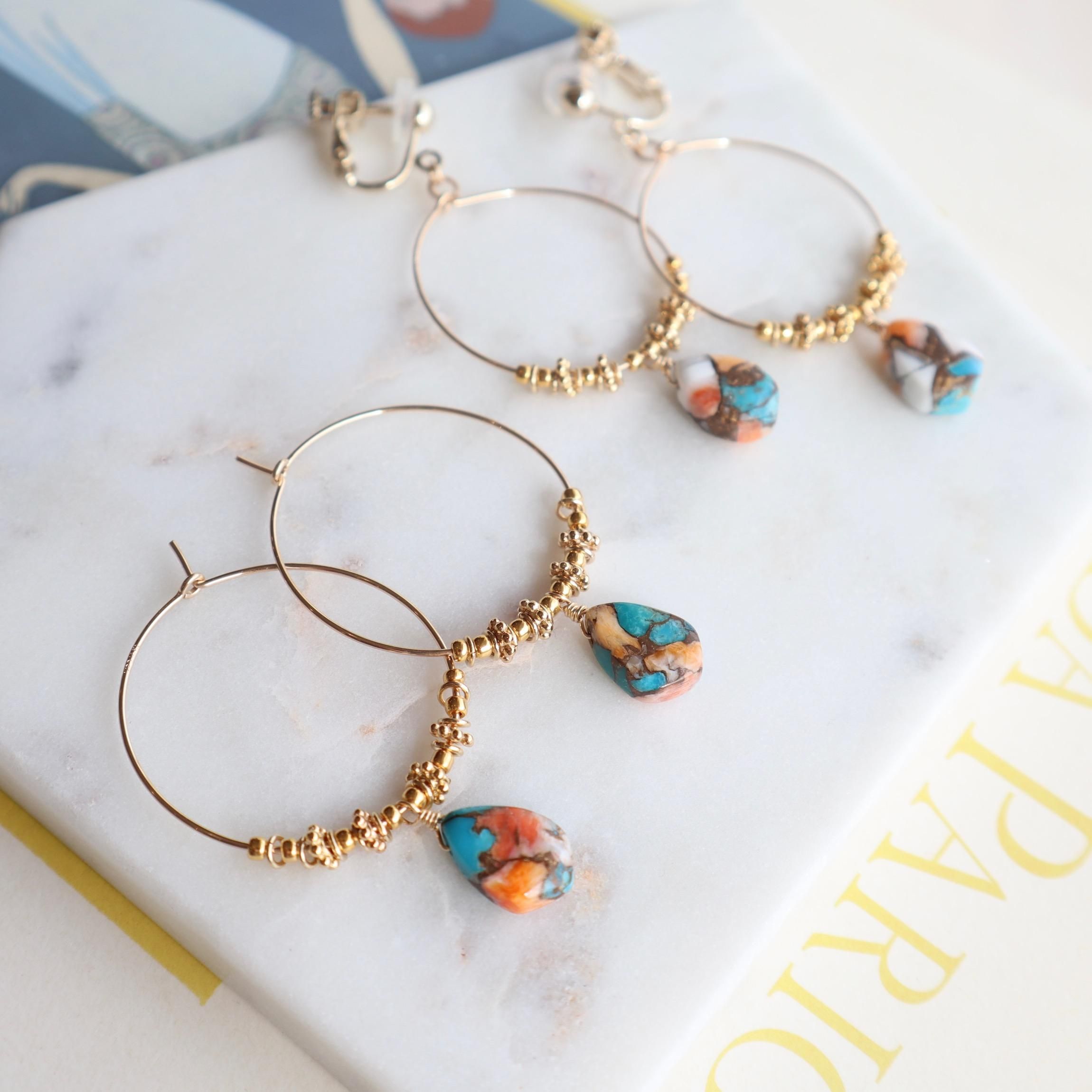 ターコイズ　クリスタル　ピアス 天然石ターコイズ ストーンピアス｜Silver Accessory / シルバー