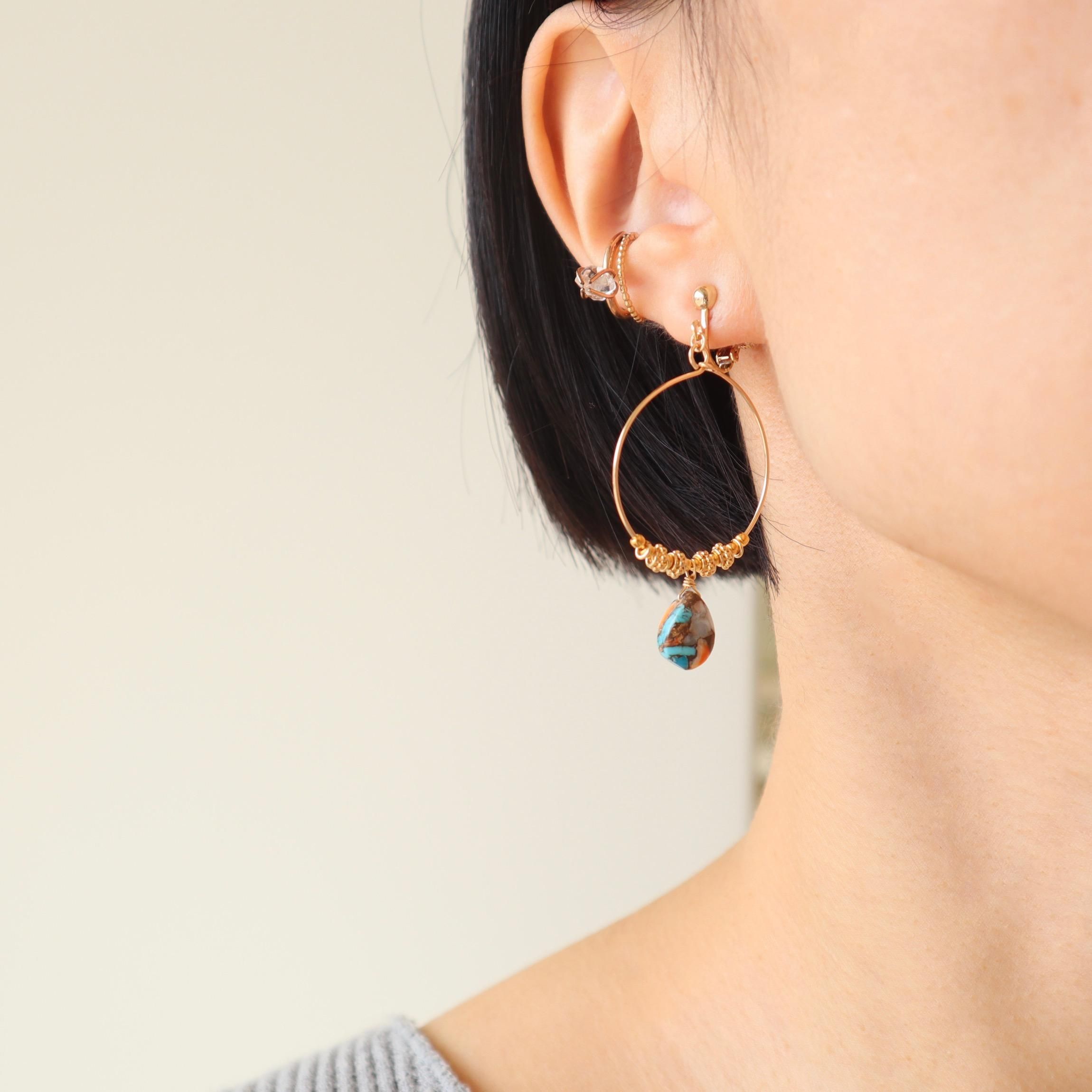 人気商品・限定商品ばかりの「超得 半額福袋」が販売開始 Oyster copper turquoise marquise hoop pierce/earring - nemon ピアス