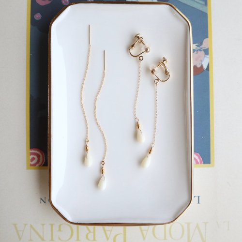 White coral long earring