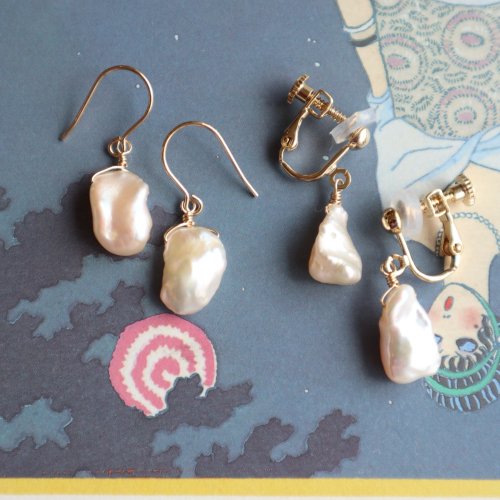 Baroque pearl short pierce/earring