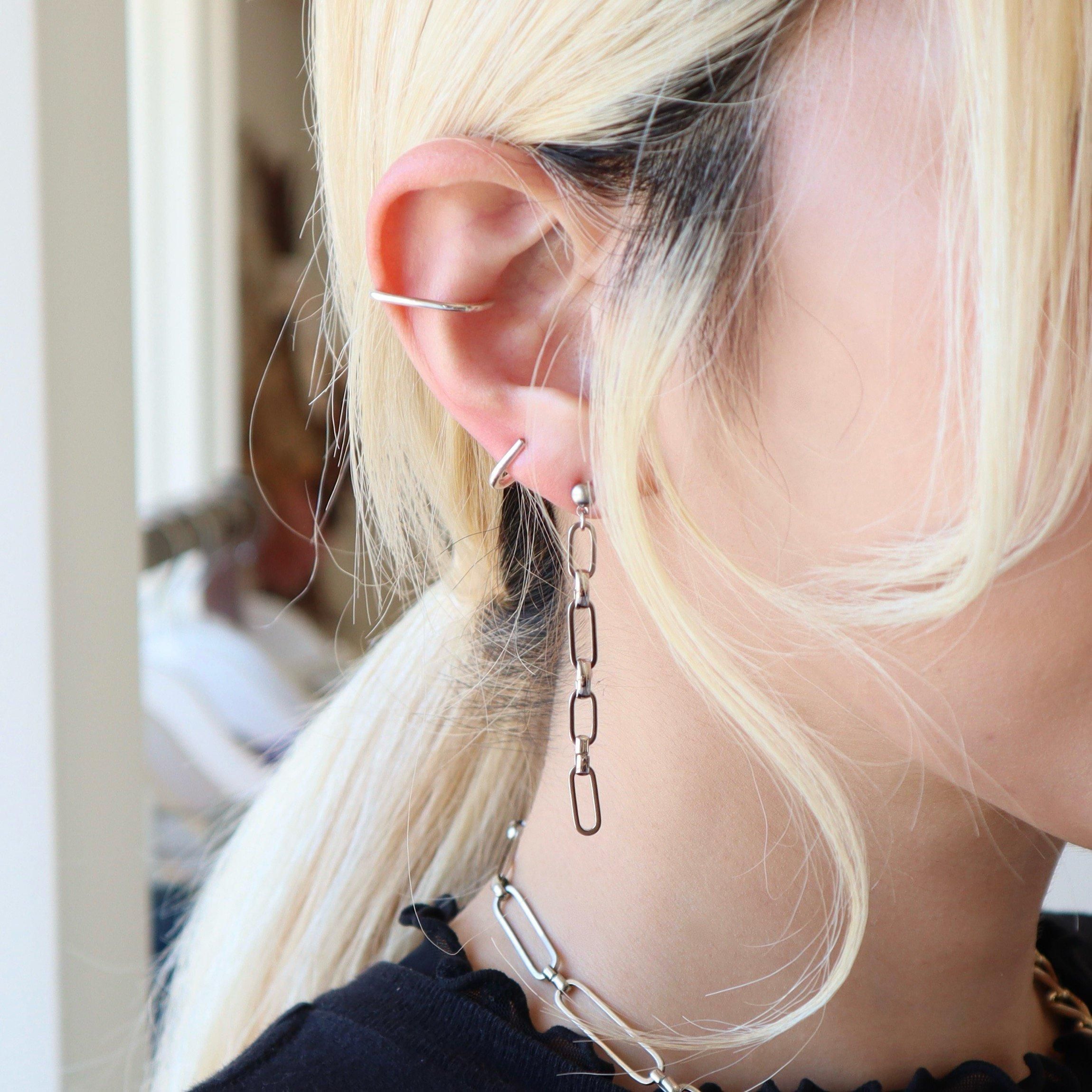 Flat chain pierce/earring - nemon accessory