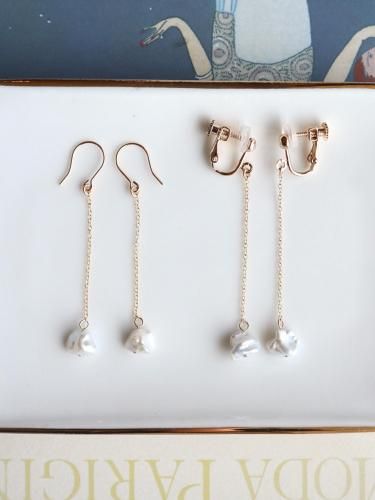 Baroque pearl long pierce/earring