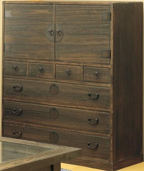 静岡県産焼桐仕上げ総桐箪笥深引き時代仕上げ5段8杯引国産品