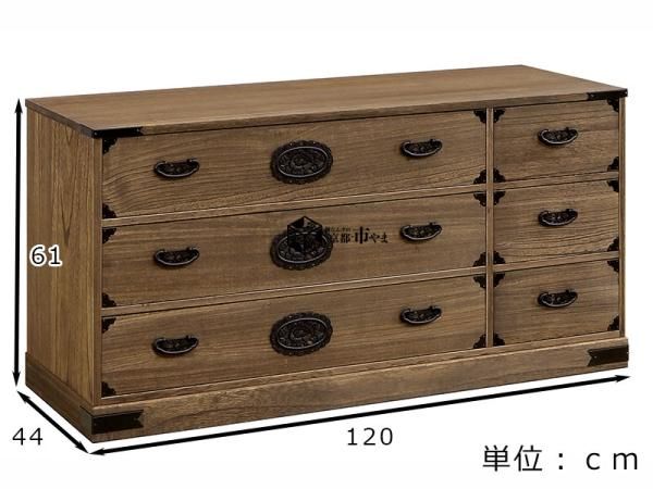 桐たんす衣類収納120cm幅 3段 3段引出14cm桐タンス 着物
