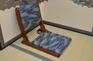 折りたたみ　座椅子　雲月　ブルー　肘置き　ジャガード張　ウレタン仕上げ　ゴールドあり　関東〜九州送料無料