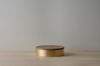 Brass precious box, medium  w/wooden lidcedar