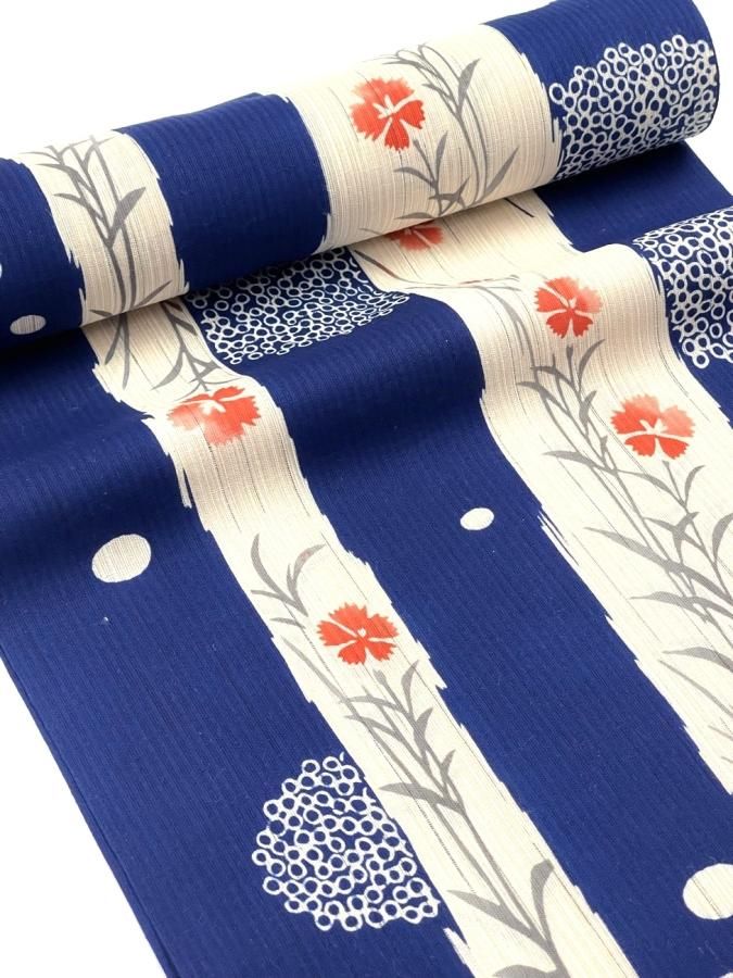 両面染め ゆかた反物 綿100% 保管品 両面染め 浴衣反物 綿結城 長板