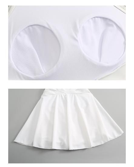 水着 ワンピース水着 シースルー フレアスカート ホワイト