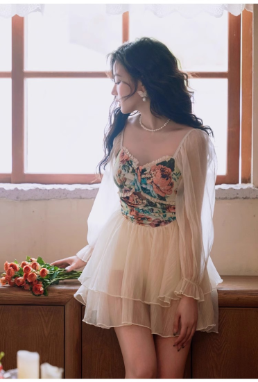 シースルー レース ワンピース 水着 花柄 スカート 可愛い 水着 ワンピース水着 フレアスカート 花柄 シースルー ホワイト