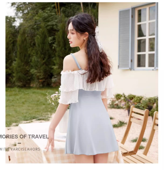 水着 ワンピース水着 フレアスカート オープンショルダー 大きめ 水着 ワンピース水着 フレアスカート オープンショルダー 大きめ