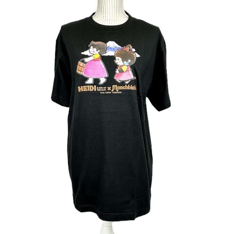 ハイジ×モンチッチ Tシャツ（2人柄） 全2色 ベージュ ブラック