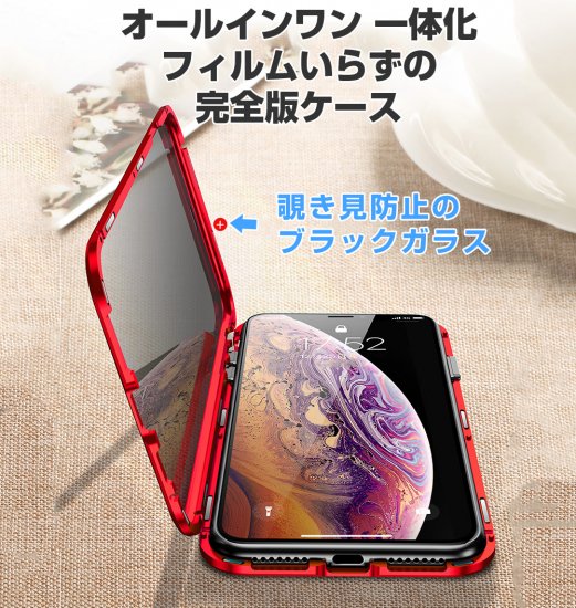 覗き見防止 iPhone 12 pro 12mini 12proMAXケース☆ 両面ガラス製の