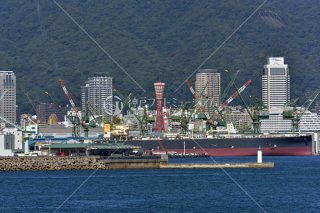 和田岬 川崎造船 神戸ポートタワー遠望