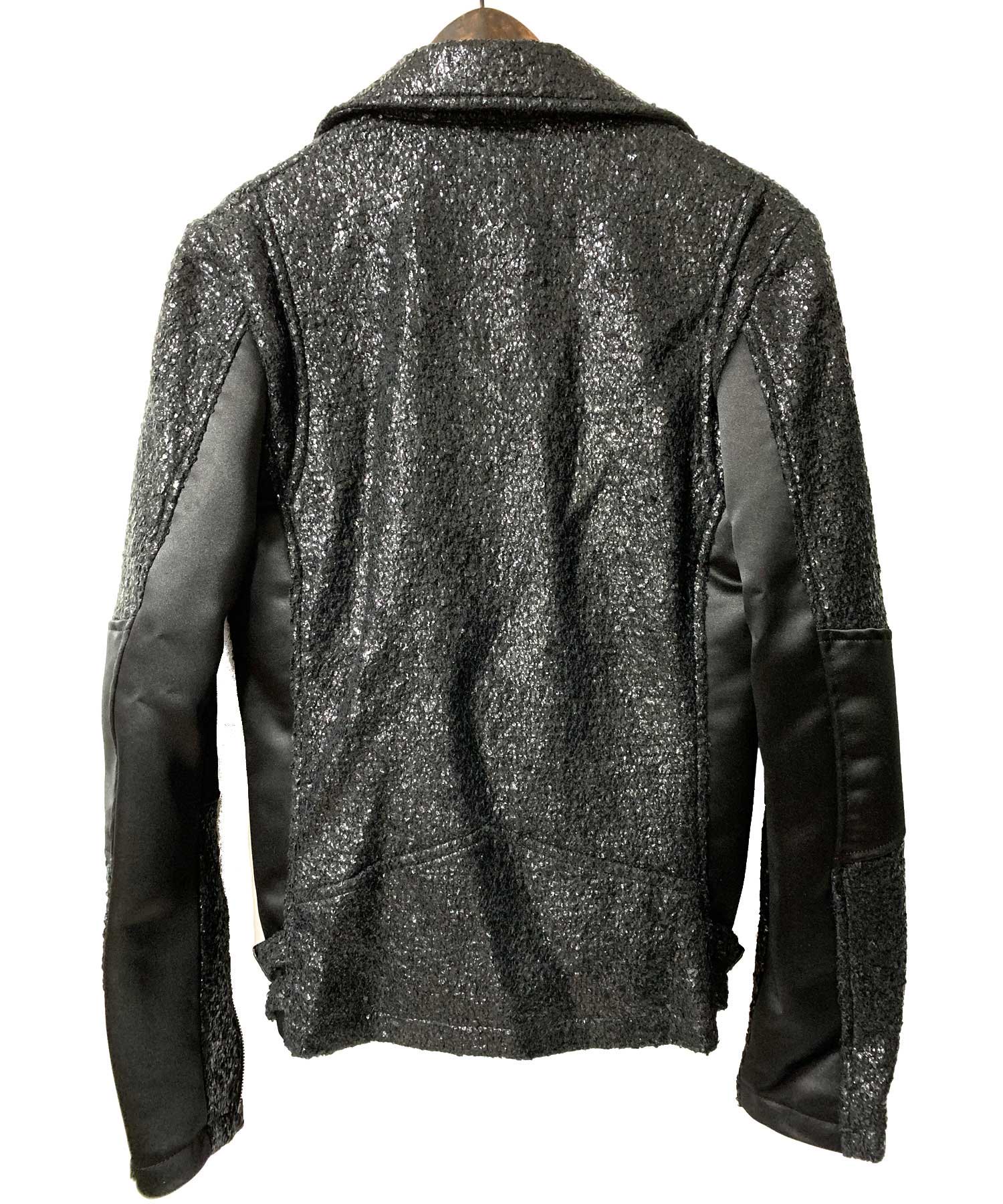 ys Yuji SUGENO (イース ユウジ スゲノ）Black Foil Tweed Double Riders Jacket