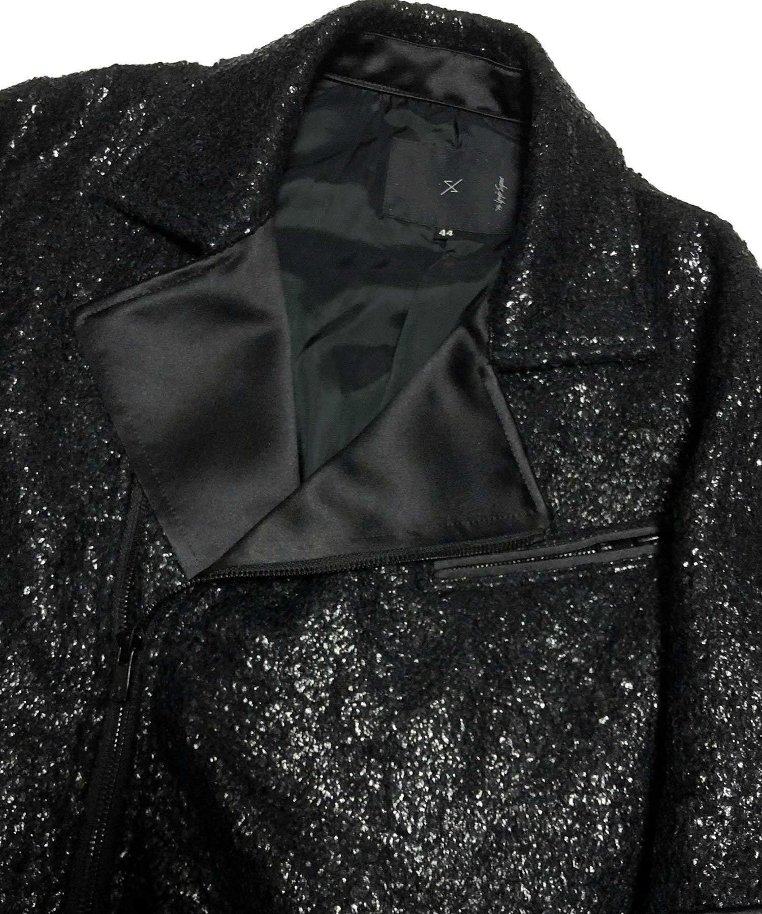 ys Yuji SUGENO (イース ユウジ スゲノ）Black Foil Tweed Double Riders Jacket
