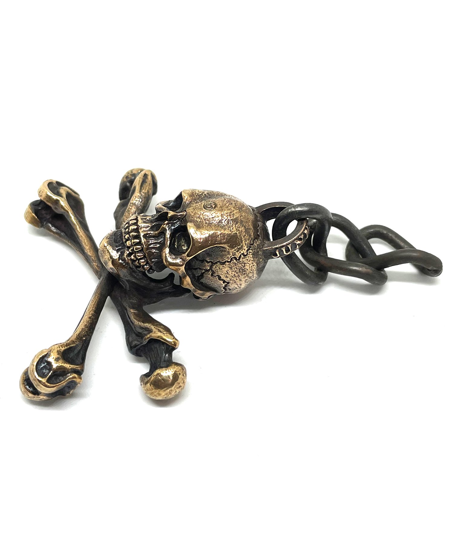 JUNK SMITH （ジャンクスミス）Good Luck Skull Head Keychain Crossbone 【Copper alloy】