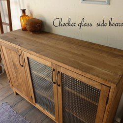 リビングボード サイドボード チェッカーガラスキャビネット w120
