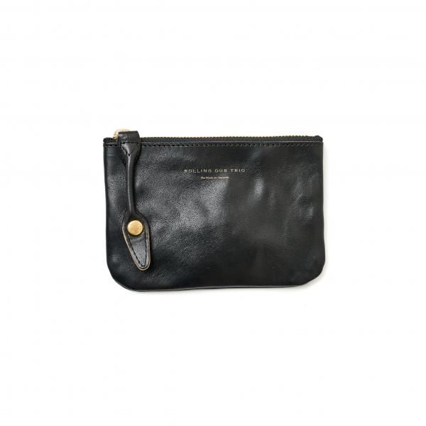 ROLLING DUB TRIO(󥰥֥ȥꥪ)/SQUARE ZIP & SNAP POUCH size S -BLACK LEATHER
