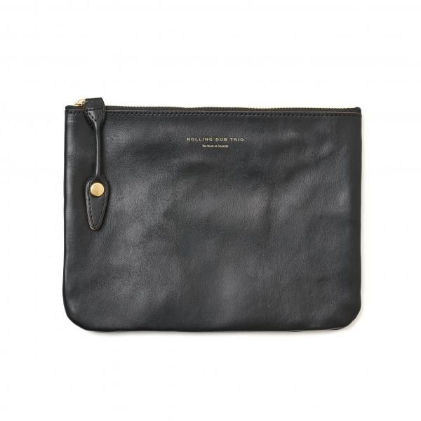 ROLLING DUB TRIO(󥰥֥ȥꥪ)/SQUARE ZIP & SNAP POUCH size M -BLACK LEATHER