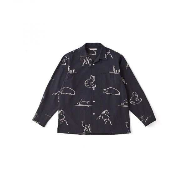 OLD JOE(ɥ硼)/ORIGINAL PRINTED OPEN COLLAR SHIRTS (Animal Drawing) Long-sleeve 
