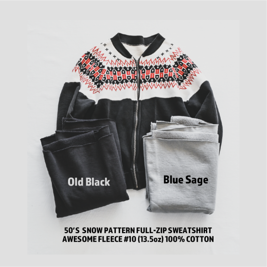 SURE'S 50's Snow pattern Full Zip Sweatshirt SURE'S 50's Snow pattern Full Zip Sweatshirt