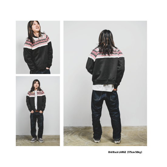 SURE'S 50's Snow pattern Full Zip Sweatshirt SURE'S 50's Snow pattern Full Zip Sweatshirt