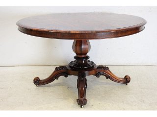 dt-3　1880年代イギリス製アンティーク　ビクトリアン　ローズウッド　チップトップアップ　ラウンド　ダイニングテーブル　丸テーブル