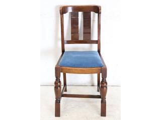 アンティーク家具 通販 1940年代 オーク 無垢材 ダブルカップレッグ ダイニングチェア 青い座面 クラシック ヴィンテージ 椅子 いす 〈商品番号 dn-28〉