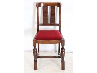英国アンティーク家具 1940年代 ソリッドオーク 無垢材 ダブルカップレッグ ダイニングチェア 赤い座面 クラシック ヴィンテージ 椅子 いす 〈商品番号 dn-33〉