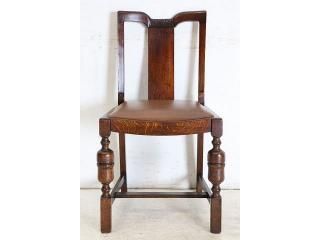 英国アンティーク家具 1940年代 ソリッドオーク 無垢材 レザーシート 本革 ダブルカップレッグ ダイニングチェア 椅子 いす イス 〈商品番号 dn-50〉（A）