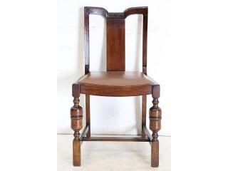 アンティーク家具 福岡 1940年代 ソリッドオーク 無垢材 レザーシート 本革 ダブルカップレッグ ダイニングチェア 椅子 いす イス 〈商品番号 dn-47〉（B）