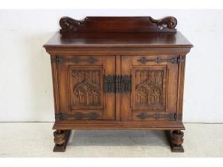 1930年代 イギリス製アンティーク チューダー様式 ダブルカップレッグ スモール カップボード 食器棚  〈商品番号 cb-6〉