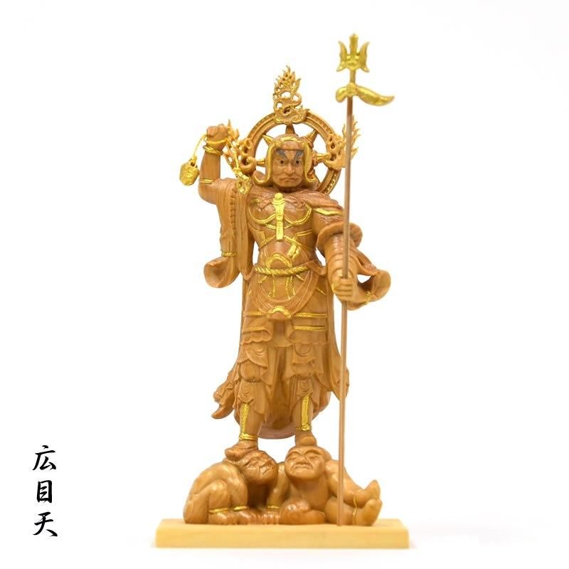 井波彫刻　仏教工芸品　総柘植材　木彫仏像　仏師手仕上げ品　四天王立像一式 井波彫刻 総柘植材 仏教工芸品 彩金 彩繪 仏師手工精彫り 四天王