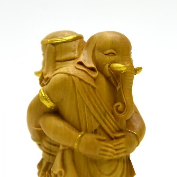 小仏】柘植歓喜天（聖天）金泥付 総高8.8cm