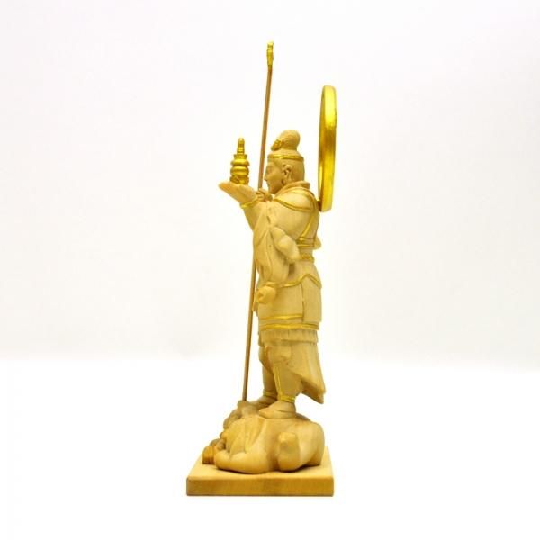 小仏】柘植 願成就院形毘沙門天像（多聞天） 金泥付