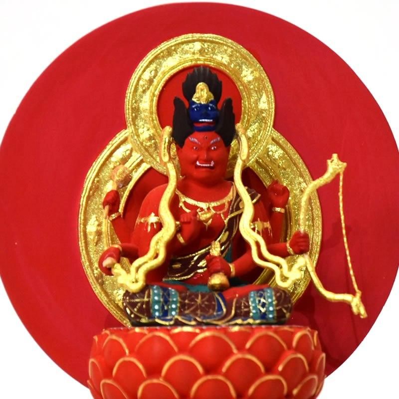 小仏】柘植愛染明王 極彩色 総高11.6cm