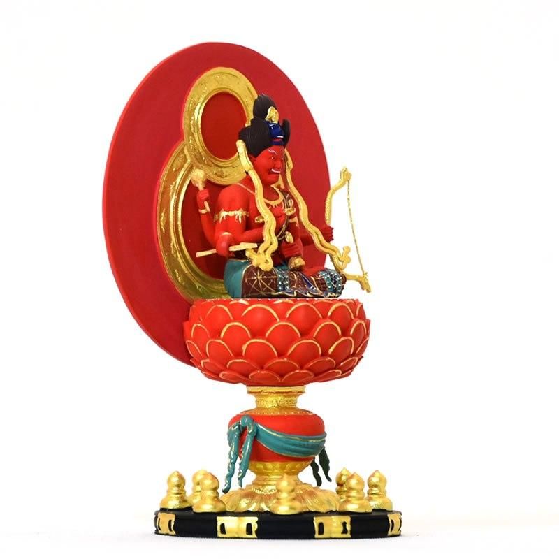 柘植と水晶！落ち着く！愛染明王様！空海様！龍神様！ズーンて感じ！ 小仏】柘植愛染明王 極彩色 総高11.6cm