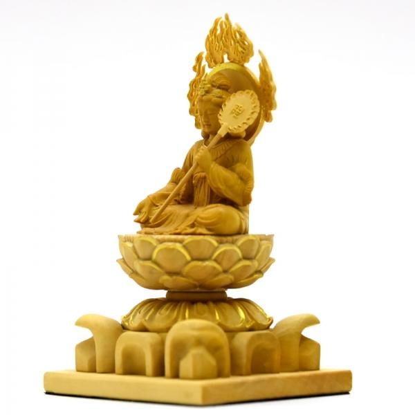 本格小仏 【摩利支天座像】 柘植 金泥付 総高約10.5cm - 【海宇